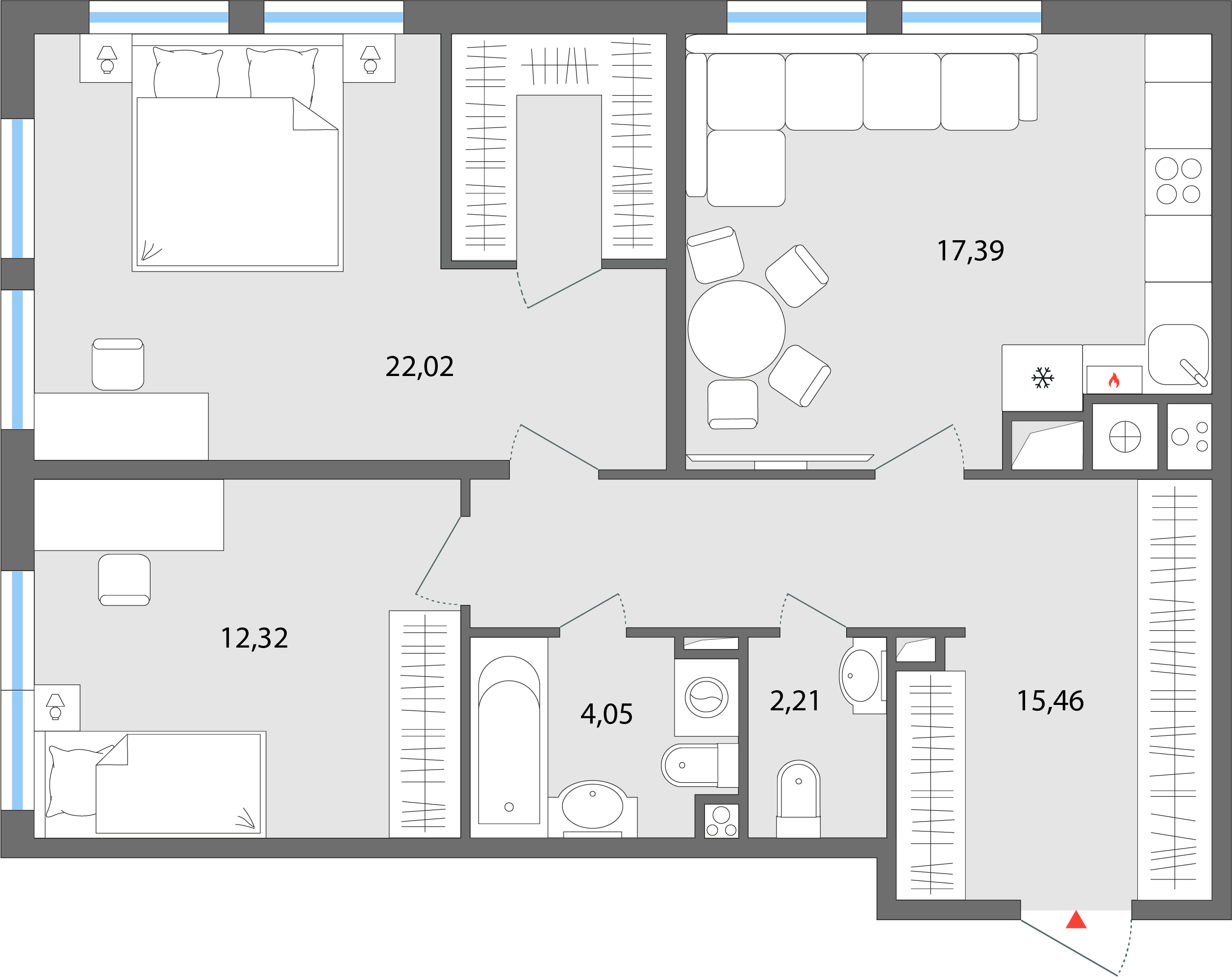 3-к 73,45 м² - ЖК Эльта - купить квартиру в Ельце от застройщика